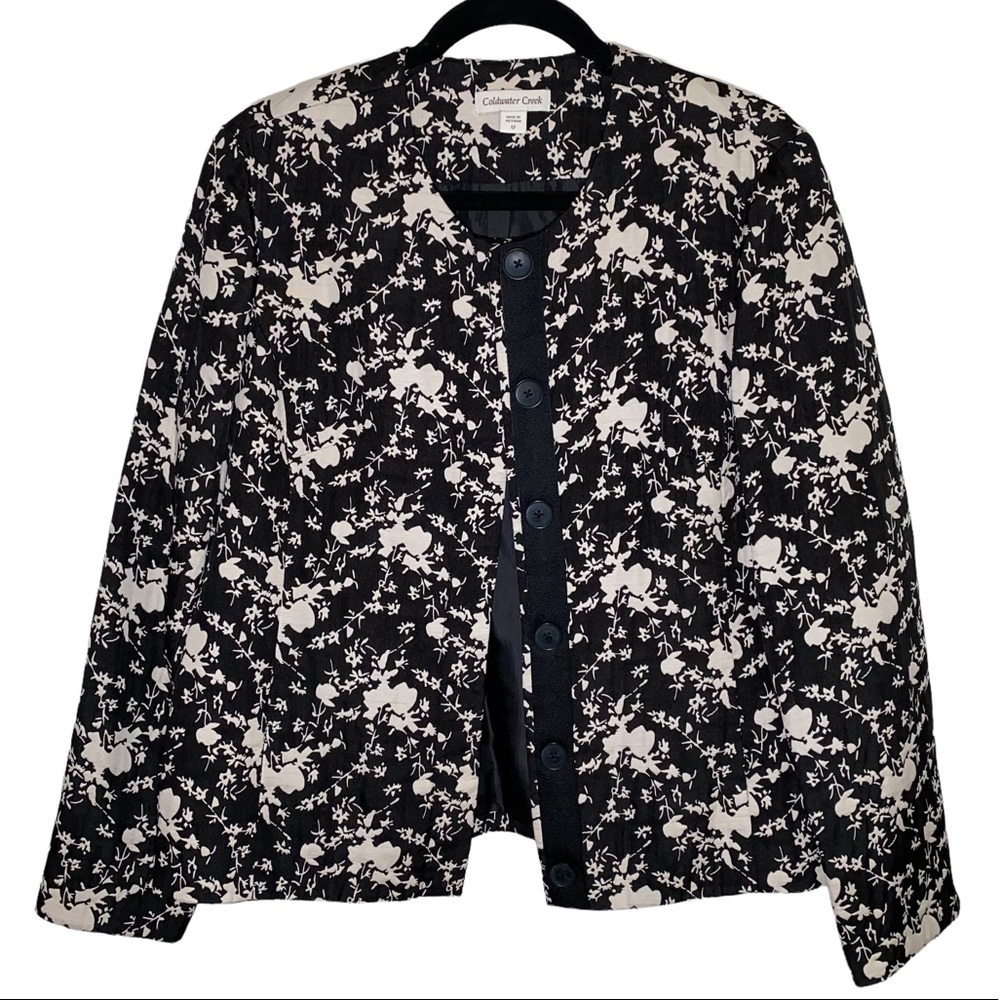 Coldwater Creek Women’s Black Floral Blazer Jacket Size 12